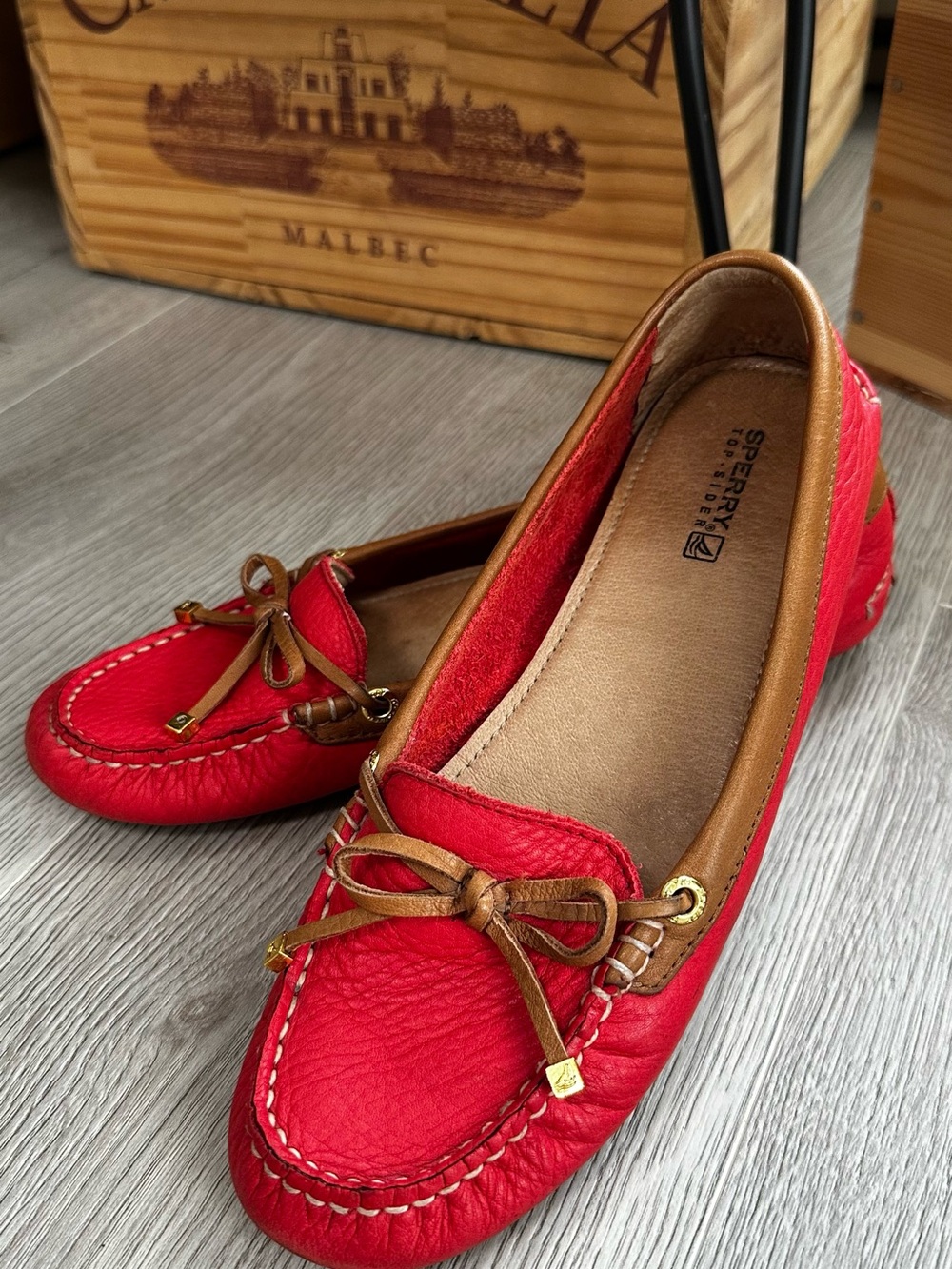 Sperry Top-Sider Coral Leather Driving Loafers Moc Bow Shoes Women’s 8M